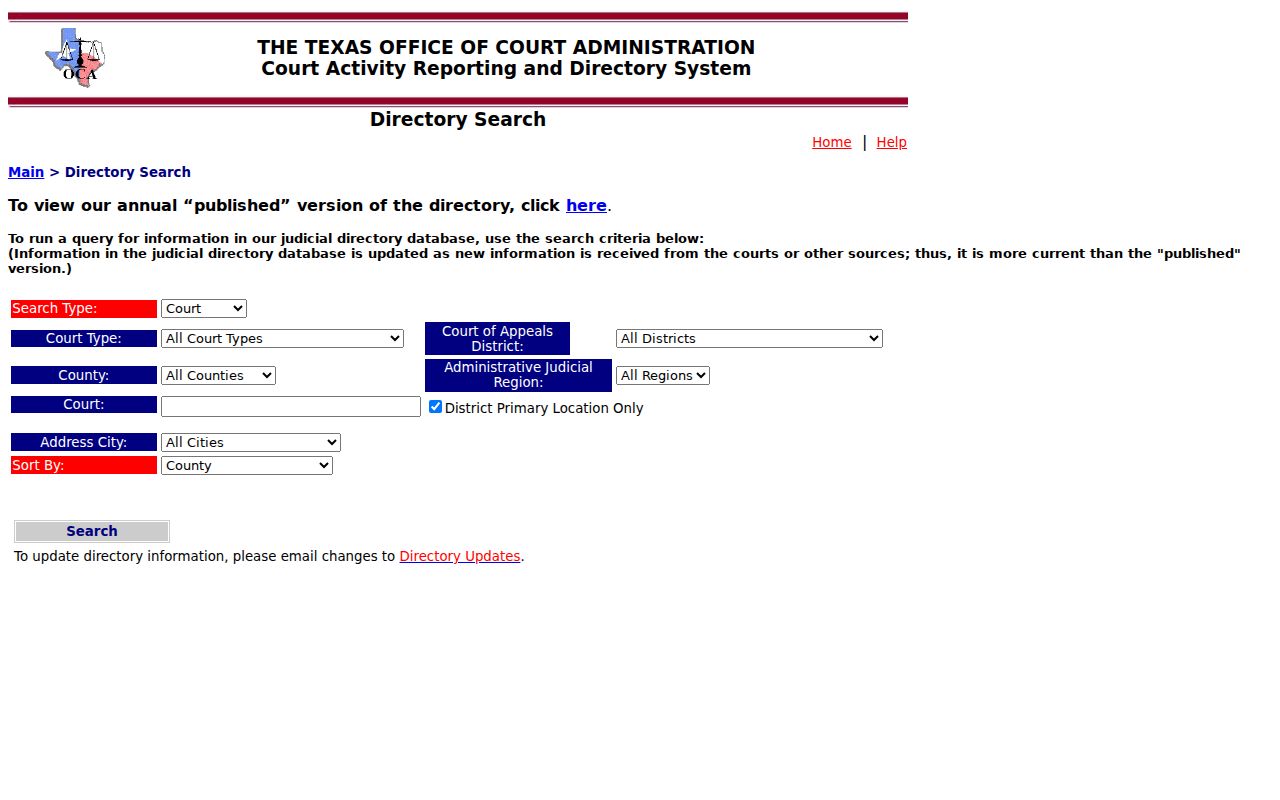 Dimmit County criminal court docket statewide directory search controls