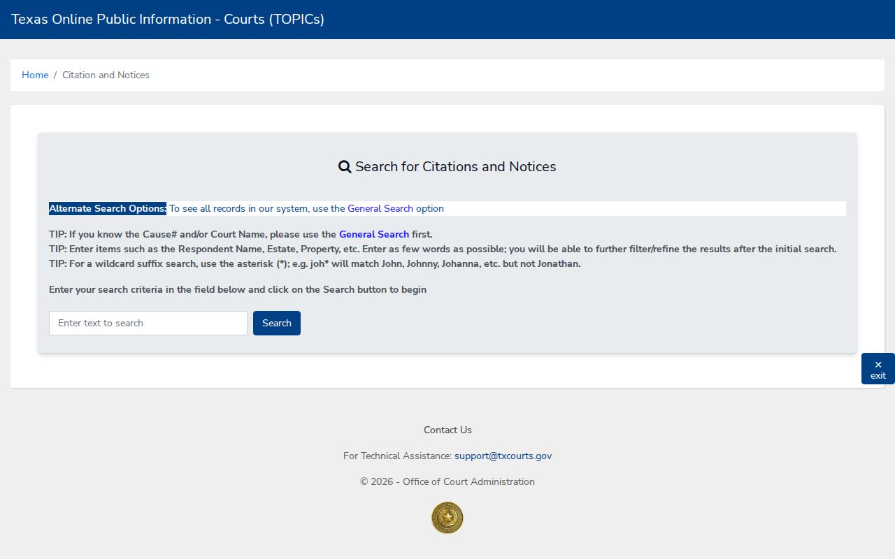 Dimmit County civil court docket citation and public notice search form