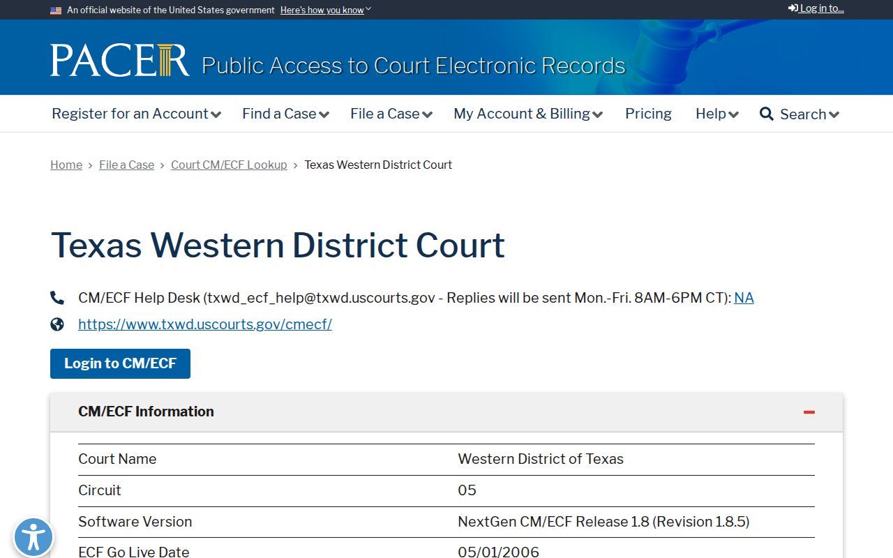 Carrizo Springs court docket Western District federal court lookup